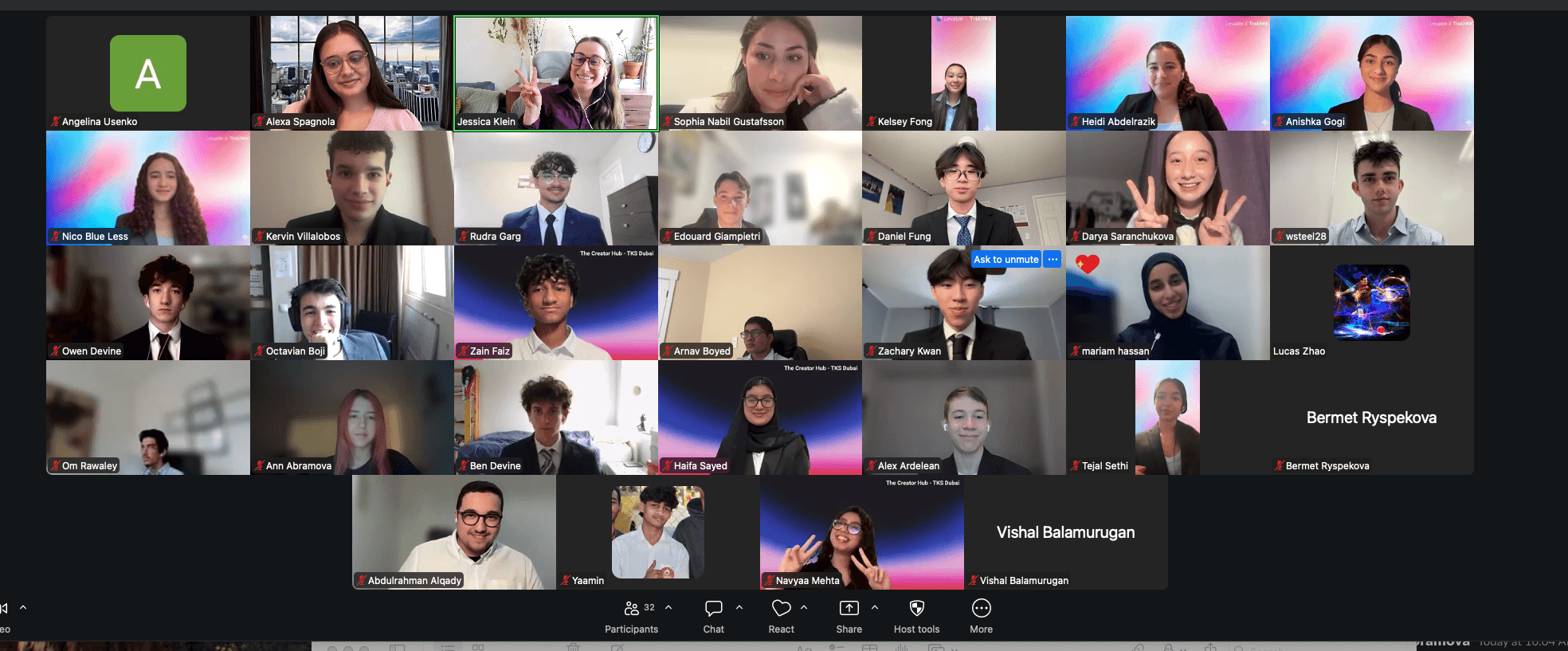 Zoom call with the TKS cohort winners and the Lovable team during the worldwide presentations.